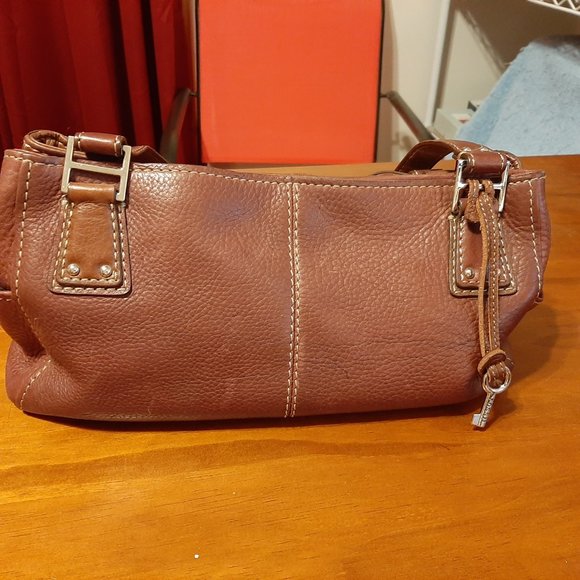 Fossil Brown Pebble Leather Satchel Bag - Like New - Picture 3 of 7